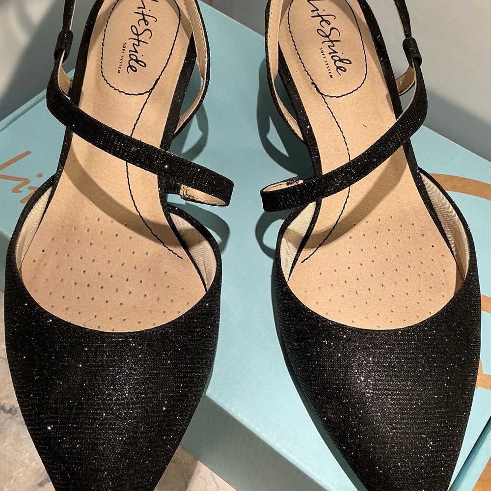 Life Stride Glittery Black Heels